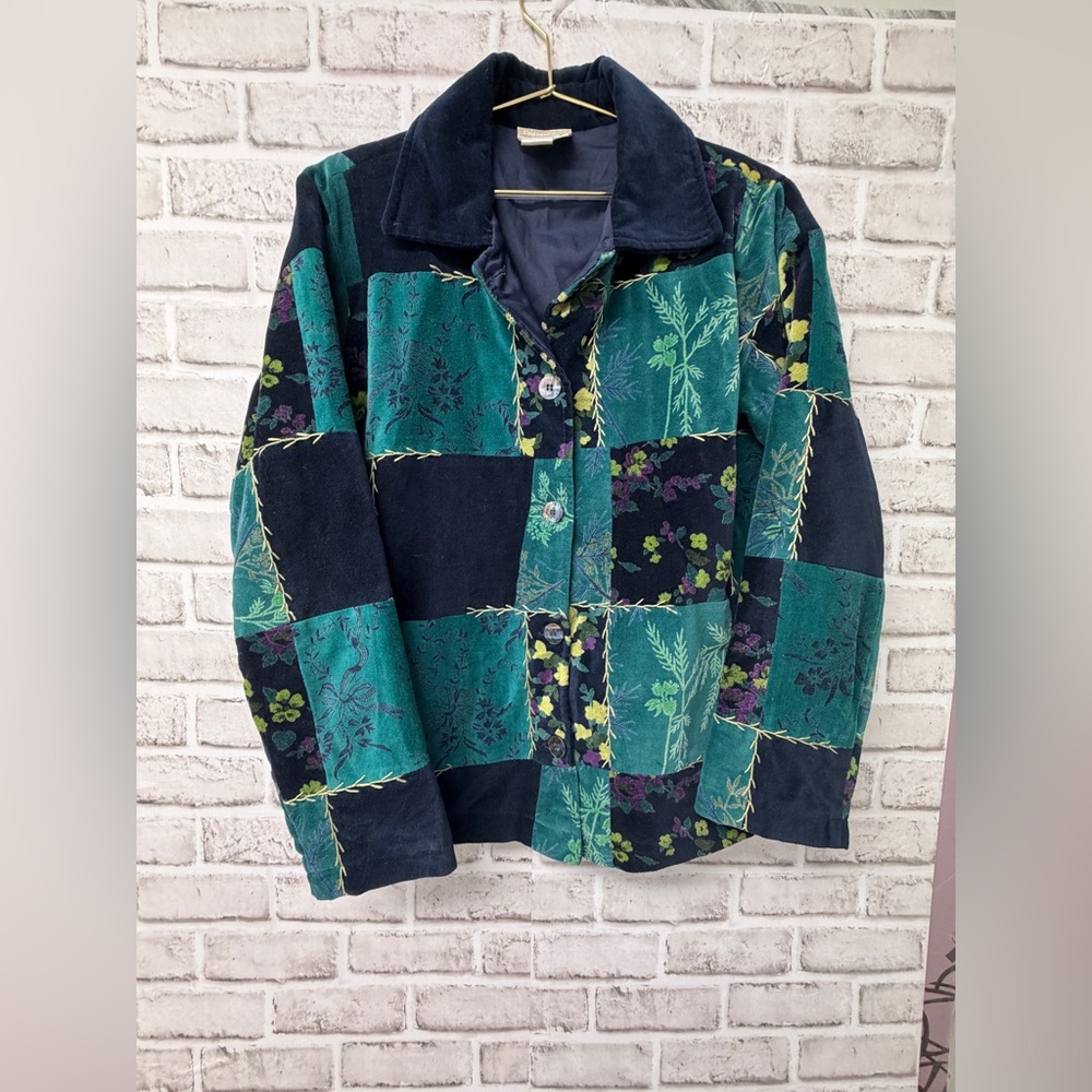 Coldwater Creek ladies sz S Patchwork Floral Velvet Jacket